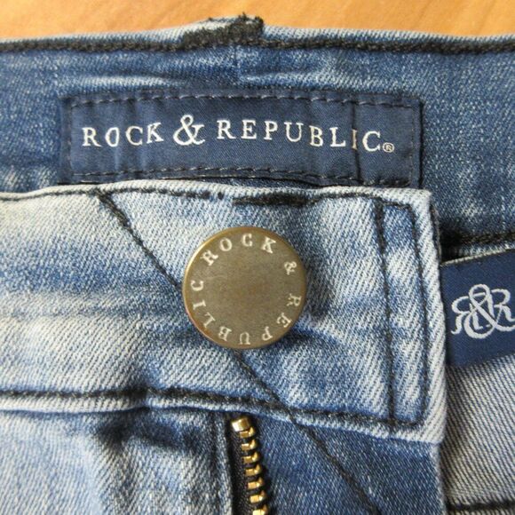 ROCK & REPUBLIC Khloe Unhemmed Frayed Hem Jean Skirt Plus Size 22W Stretch Denim - Picture 2 of 12